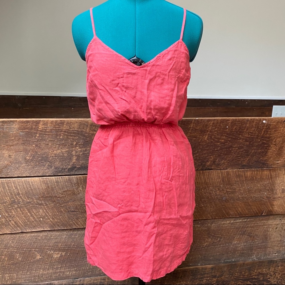 J Crew Coral Linen Blouson Cami Dress